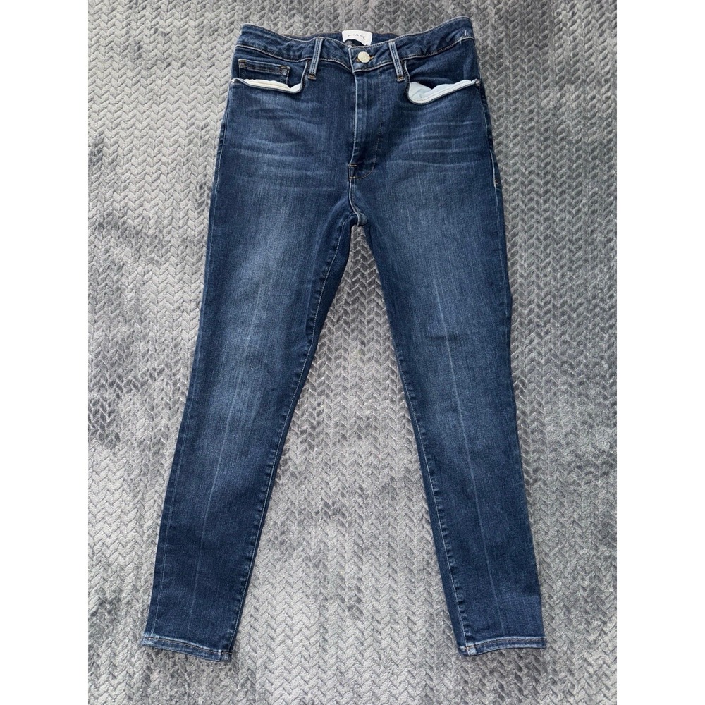 Frame Denim Womens Le One‎ Skinny Crop Jeans Blue Mid Rise Medium Wash Sz 2